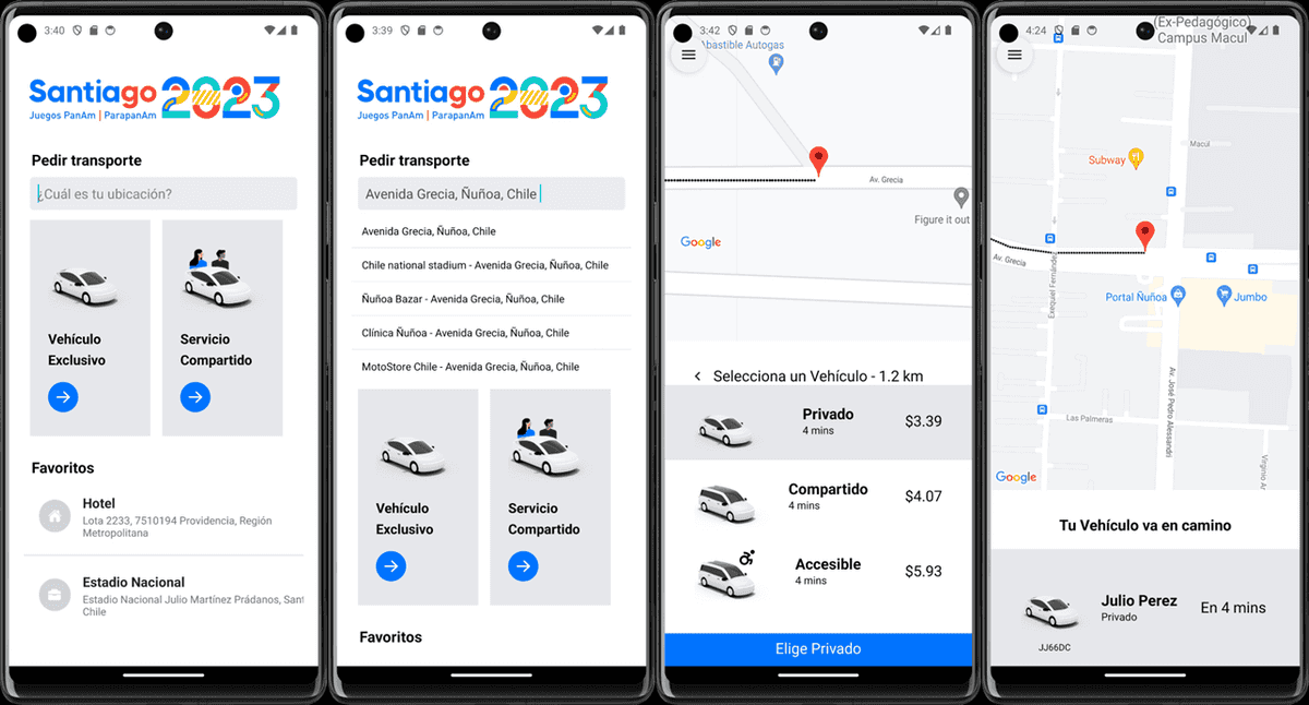 Gestión de flota 'Uber' demo para Juegos Panamericanos Santiago2023